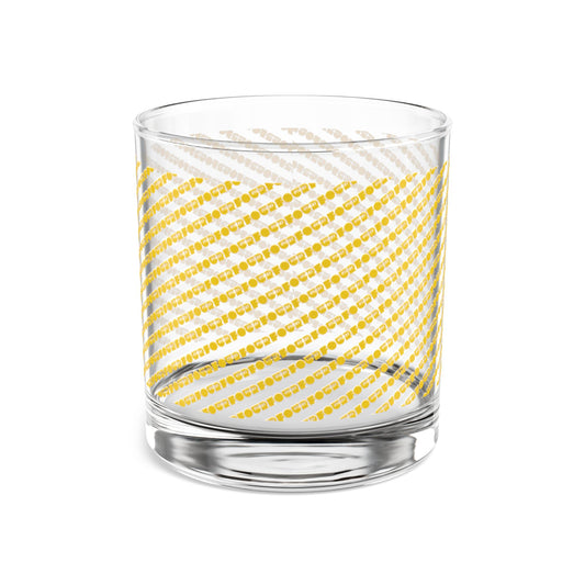 Stylish Yellow Striped Rocks Glass - 10oz - Perfect for Cocktails & Gifts